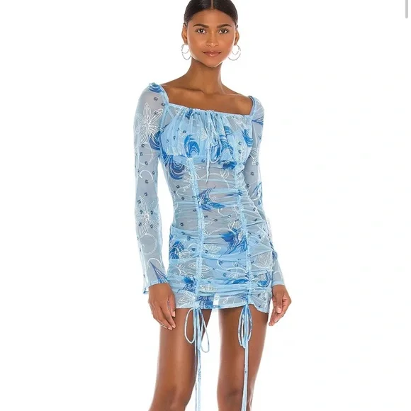 Kim Shui Dresses | Kim Shui Sheer Mini Dress in Baby Blue Size Xs | Color: Blue | Size: Xs | Hgabriel86'S Closet